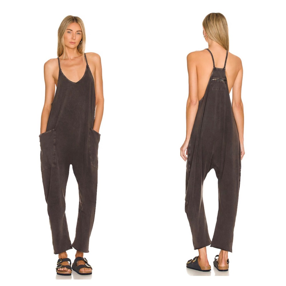 Free People FP Movement Hot Shot Onesie Womens XS Washed Black Relaxed Jumpsuit